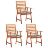 Image de vidaXL Chaises à manger d'extérieur lot de 3 et coussins Acacia massif