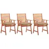 Image de vidaXL Chaises à manger d'extérieur lot de 3 et coussins Acacia massif
