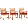 Image de vidaXL Chaises à manger d'extérieur lot de 3 et coussins Acacia massif