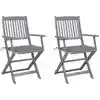 Image de vidaXL Chaises pliables d'extérieur lot de 2 et coussins Bois d'acacia