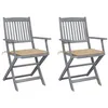 Image de Chaises pliables d extérieur lot de 2 et coussins Bois d acacia