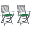 Image de Chaises pliables d extérieur lot de 2 et coussins Bois d acacia