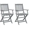 Image de vidaXL Chaises pliables d'extérieur lot de 2 et coussins Bois d'acacia