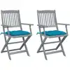 Image de vidaXL Chaises pliables d'extérieur lot de 2 et coussins Bois d'acacia