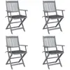 Image de vidaXL Chaises pliables d'extérieur lot de 4 et coussins Bois d'acacia