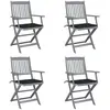 Image de vidaXL Chaises pliables d'extérieur lot de 4 et coussins Bois d'acacia
