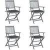 Image de vidaXL Chaises pliables d'extérieur lot de 4 et coussins Bois d'acacia
