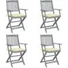 Image de vidaXL Chaises pliables d'extérieur lot de 4 et coussins Bois d'acacia