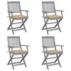 Image de Chaises pliables d extérieur lot de 4 et coussins Bois d acacia
