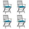 Image de vidaXL Lot de 4 Chaises Pliables d'Extérieur avec Coussins, Sièges de Terrasse, Chaises de Salle à Manger, Meubles de Patio Extérieur, Bois d'Acacia