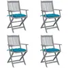Image de vidaXL Chaises pliables d'extérieur lot de 4 et coussins Bois d'acacia