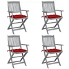 Image de Chaises pliables d extérieur lot de 4 et coussins Bois d acacia