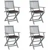 Image de vidaXL Chaises pliables d'extérieur lot de 4 et coussins Bois d'acacia