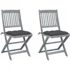 Image de vidaXL Chaises pliables d'extérieur lot de 2 et coussins Bois d'acacia