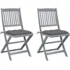 Image de vidaXL Chaises pliables d'extérieur lot de 2 et coussins Bois d'acacia