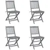 Image de vidaXL Chaises pliables d'extérieur lot de 4 et coussins Bois d'acacia