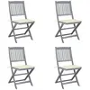 Image de vidaXL Chaises pliables d'extérieur lot de 4 et coussins Bois d'acacia