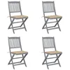 Image de vidaXL Lot de 4 Chaises Pliables d'Extérieur avec Coussins, Sièges de Terrasse, Chaises de Salle à Manger, Meubles de Patio Extérieur, Bois d'Acacia