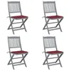 Image de vidaXL Lot de 4 Chaises Pliables d'Extérieur avec Coussins, Sièges de Terrasse, Chaises de Salle à Manger, Meubles de Patio Extérieur, Bois d'Acacia