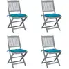Image de vidaXL Chaises pliables d'extérieur lot de 4 et coussins Bois d'acacia