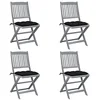 Image de Chaises pliables d extérieur lot de 4 et coussins Bois d acacia