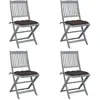 Image de vidaXL Chaises pliables d'extérieur lot de 4 et coussins Bois d'acacia