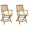 Image de vidaXL Lot de 2 Chaises Pliables de Jardin avec Coussins, Sièges de Terrasse, Chaises de Salle à Manger, Meubles de Patio Extérieur, Bois d'Acacia