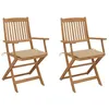 Image de Chaises pliables de jardin lot de 2 avec coussins Bois d acacia