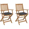 Image de vidaXL Chaises pliables de jardin lot de 2 avec coussins Bois d'acacia