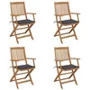 Image de vidaXL Lot de 4 Chaises Pliables de Jardin avec Coussins, Sièges de Terrasse, Chaises de Salle à Manger, Meubles de Patio Extérieur, Bois d'Acacia
