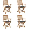 Image de vidaXL Chaises pliables de jardin lot de 4 avec coussins Bois d'acacia
