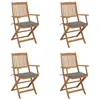 Image de vidaXL Lot de 4 Chaises Pliables de Jardin avec Coussins, Sièges de Terrasse, Chaises de Salle à Manger, Meubles de Patio Extérieur, Bois d'Acacia
