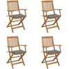 Image de vidaXL Chaises pliables de jardin lot de 4 avec coussins Bois d'acacia