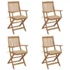 Image de vidaXL Lot de 4 Chaises Pliables de Jardin avec Coussins, Sièges de Terrasse, Chaises de Salle à Manger, Meubles de Patio Extérieur, Bois d'Acacia