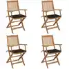 Image de vidaXL Chaises pliables de jardin lot de 4 avec coussins Bois d'acacia