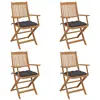 Image de vidaXL Chaises pliables de jardin lot de 4 avec coussins Bois d'acacia