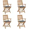 Image de vidaXL Chaises pliables de jardin lot de 4 avec coussins Bois d'acacia