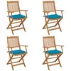 Image de vidaXL Chaises pliables de jardin lot de 4 avec coussins Bois d'acacia