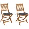 Image de vidaXL Chaises pliables de jardin lot de 2 avec coussins Bois d'acacia