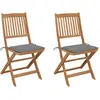 Image de vidaXL Chaises pliables de jardin lot de 2 avec coussins Bois d'acacia