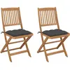 Image de vidaXL Chaises pliables de jardin lot de 2 avec coussins Bois d'acacia
