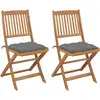 Image de vidaXL Chaises pliables de jardin lot de 2 avec coussins Bois d'acacia