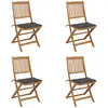 Image de vidaXL Chaises pliables de jardin lot de 4 avec coussins Bois d'acacia