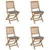 Image de vidaXL Lot de 4 Chaises Pliables de Jardin avec Coussins, Sièges de Terrasse, Chaises de Salle à Manger, Meubles de Patio Extérieur, Bois d'Acacia