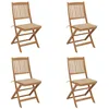 Image de vidaXL Lot de 4 Chaises Pliables de Jardin avec Coussins, Sièges de Terrasse, Chaises de Salle à Manger, Meubles de Patio Extérieur, Bois d'Acacia