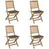Image de vidaXL Chaises pliables de jardin lot de 4 avec coussins Bois d'acacia