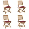 Image de vidaXL Lot de 4 Chaises Pliables de Jardin avec Coussins, Sièges de Terrasse, Chaises de Salle à Manger, Meubles de Patio Extérieur, Bois d'Acacia