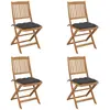 Image de vidaXL Chaises pliables de jardin lot de 4 avec coussins Bois d'acacia