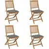 Image de vidaXL Chaises pliables de jardin lot de 4 avec coussins Bois d'acacia