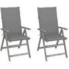 Image de vidaXL Lot de 2 Chaises Inclinables de Jardin avec Coussins, Sièges de Terrasse, Chaises de Salle à Manger, Meubles de Patio Extérieur, Bois Acacia